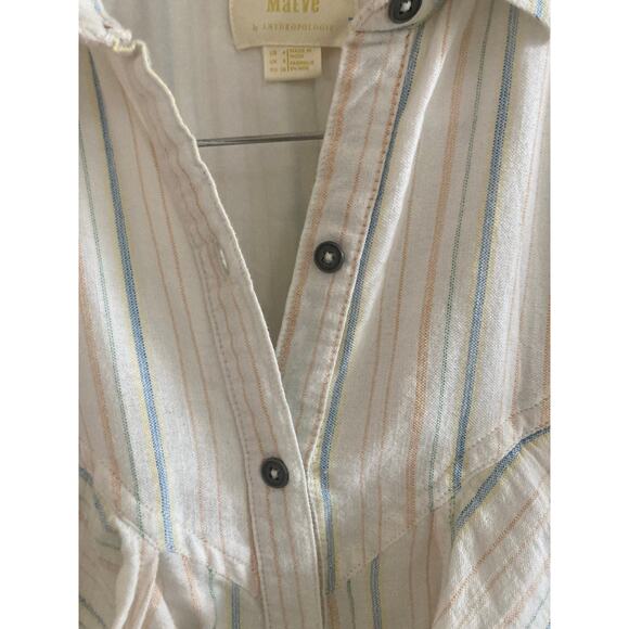 EUC Anthropologie Maeve Striped Button Down Tie Front Dress Beach Cotton 4 - Picture 13 of 13